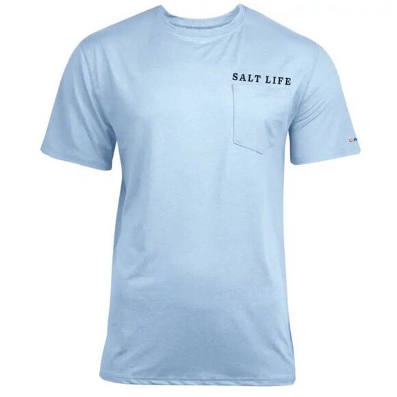 Salt Life Blue Graphic Short Sleeve Surfing T-Shirt Tee Size L - Picture 1 of 9